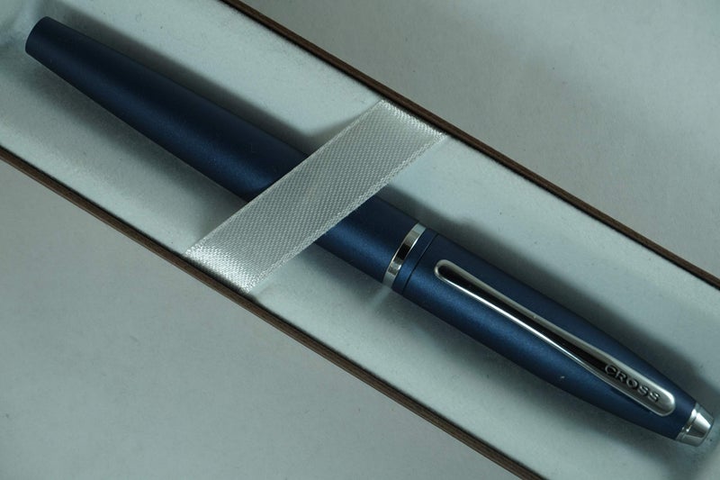 Cross Satin Blue with Cross signature mid Band Calaise Selectip Rollerball Pen. - Image 3